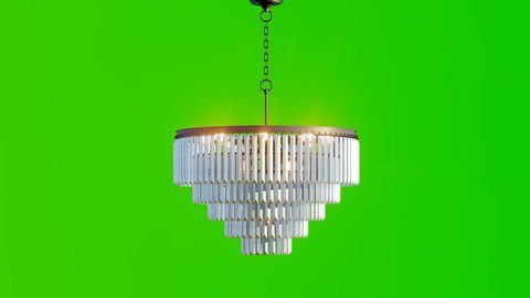 Chandelier or hanging lamp rotating,Isolated object on green screen background,Chroma key. 