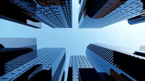 3d render of abstract bright city with skyscrapers. Simple forms of buildings in daylight. Forward camera movement.top of the abstract 3D city of white. Approach and distance to the height of a decent - Powered by Shutterstock - Get 15% off with code: PIKWIZARD15