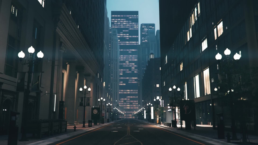 Empty quarter of the night city. Camera movement on the night city street. Empty street night | Shutterstock HD Video #1053927797