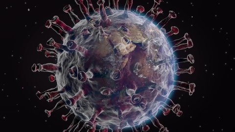 3D-Animation Corona Virus to earth globe transition