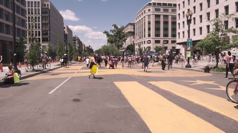 Washington D.C./USA- June 7th 2020: A video of the new Black Lives Matter street mural.