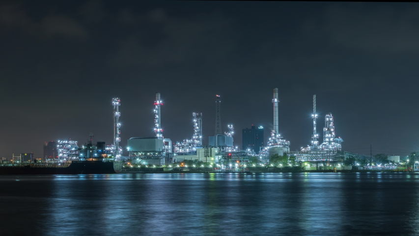 Time lapse Oil refinery. Oil refinery located in Bangkok, Thailand.