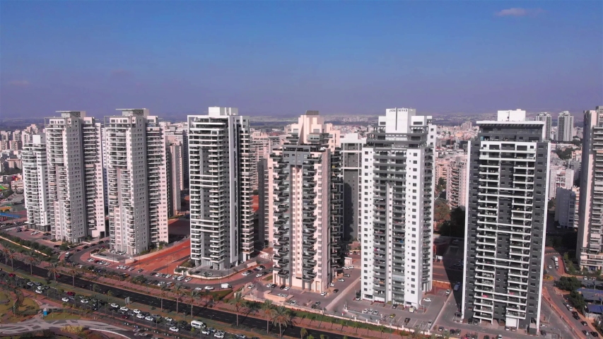 Aerial footage over Israel City petah tikva 
Drone footage over petah tikva City with modern architecture Buildings, Israel
