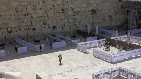 The wailing Wall Plaza in Coronavirus outbreak-Limited Prayers,
with Swift Colony Flying-March/2020
