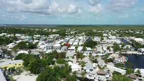 Waterfront real estate Florida Keys aerial drone shot 4k