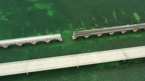 Aerial video inspection bridge gap Florida Keys