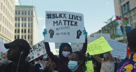 Ottawa, Ontario, Canada - June 5th ,2020 - Black Lives Matter Protest - Justice - 4K