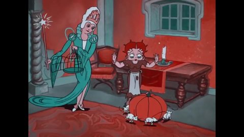CIRCA 1934 - In this animated film, Betty Boop plays Cinderella and is visited by her fairy godmother, who tells her to fetch a pumpkin and some mice.