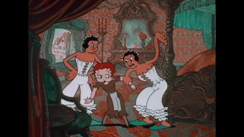 CIRCA 1934 - In this animated film, Betty Boop plays Cinderella and helps her ugly stepsisters get ready for the ball, then cries.