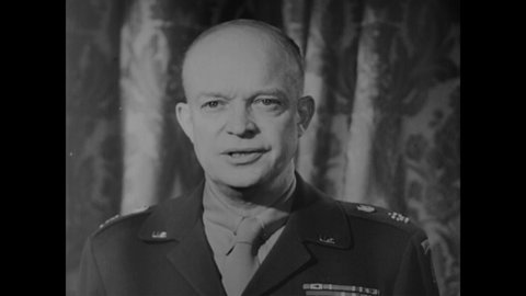 CIRCA 1945 - President Eisenhower gives remarks honoring American GI's as the real heroes of the war.