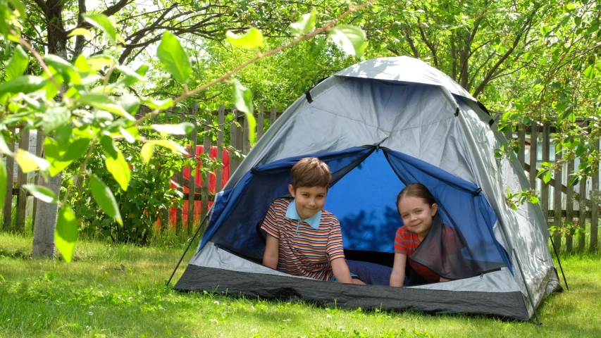 brother sister camping summer children playing Stock Footage Video (100 ...