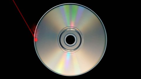 Rotating CD DVD burning animation with laser beam
