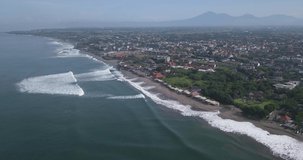 Aerial view of Batu Bolong beach,Bali,Indonesia