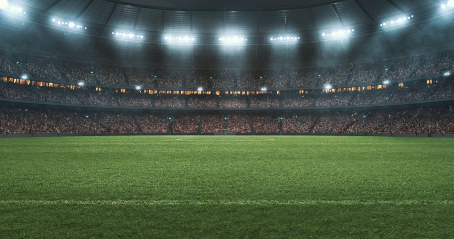 A professional soccer stadium with animated crowd. The stadium was made in 3d without using existing references.
