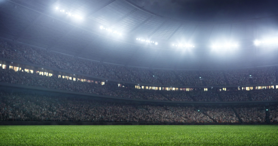 A professional soccer stadium with animated crowd. The stadium was made in 3d without using existing references. | Shutterstock HD Video #1054001585