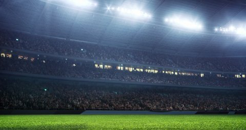 4k footage of a professional stadium with animated crowd. The stadium was made in 3d without using existing references.