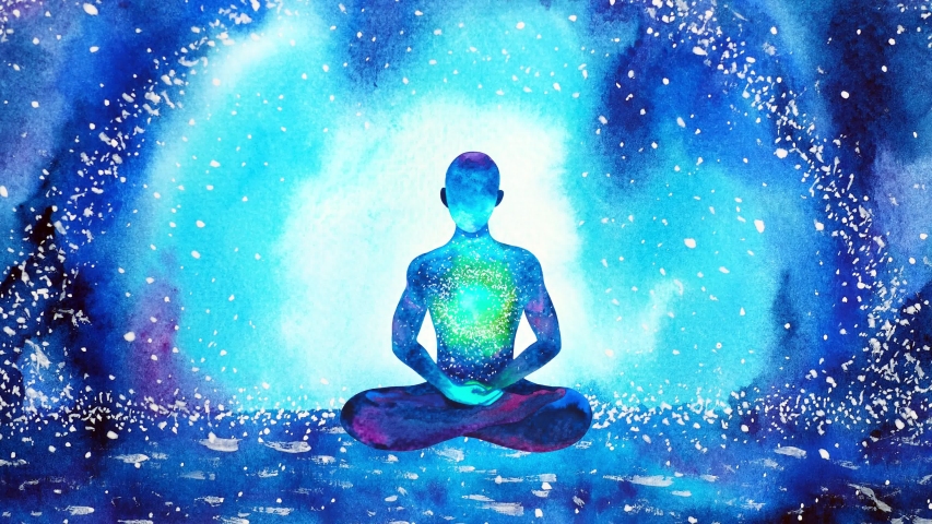 human meditation chakra mind mental spiritual yoga meditate universe reiki symbol art watercolor painting illustration design stop motion ultra hd 4k Royalty-Free Stock Footage #1054004291