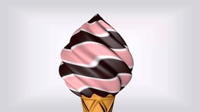 Rotating Ice cream with waffle cone.  Seamless loop 3D render animation.