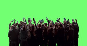 GREEN SCREEN Back view a crowd of people with phones in hands at live concert or show. Shot on RED Helium @ 8K.