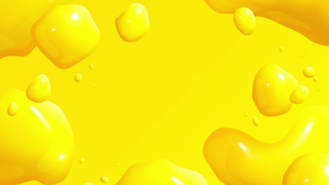 Yellow liquid fluid shape abstract background animation with space for text or logo placement