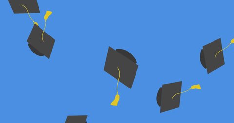 Animation Graduation College University Hats Falling Stock Footage ...