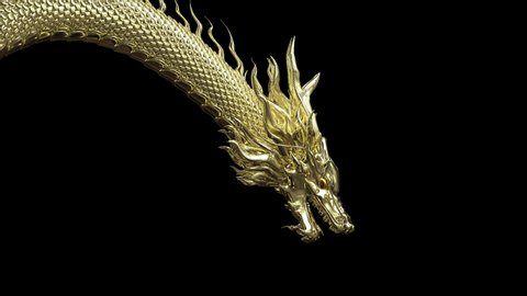 Full Body Gold Dragon Move Forward Stock Footage Video (100% Royalty ...