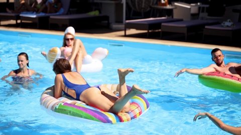 Girlfriends Swim In A Pool Stock Footage Video 100 Royalty Free 19157749 Shutterstock