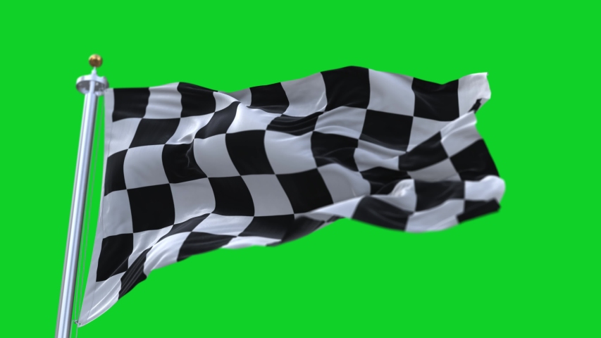 4k Check Flag wavy silk fabric fluttering Racing Flags,seamless waving wave green background.Silk cloth fluttering in the wind.3D digital animation plaid Formula One car motor sport Checkered Flag.  Royalty-Free Stock Footage #1054043432