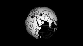 Motion graphic. black and white world map, isolated black background - Powered by Shutterstock - Get 15% off with code: PIKWIZARD15