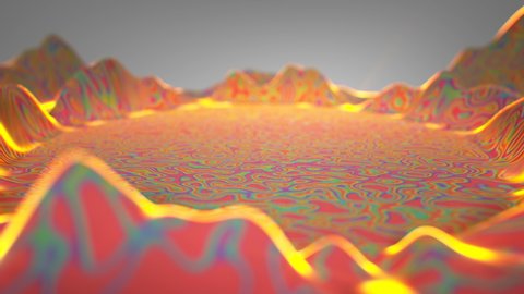 Wavy surface with vibrant pattern. 3D render VJ loop - Βίντεο στοκ