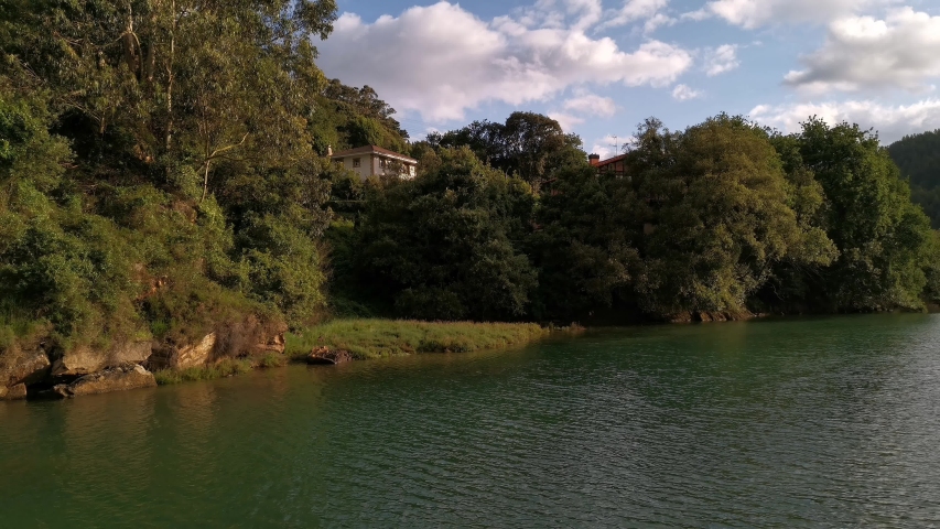 Tranquil scene of the Barbadun estuary in Muskiz in the late afternoon