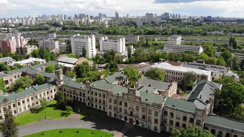 Cityscape Old University Building Aerial Clouds Stock Footage Video ...