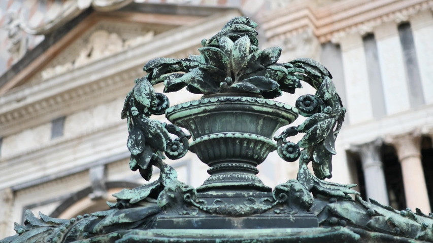 Bergamo, Italy- fragment of the decorative fence of the Cappella Colleoni (Colleoni Chapel), Bergamo alta, Lombardy, Italy