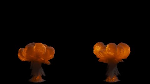 Set of two VFX explosions. VFX Animation with alpha channel for indie movie video