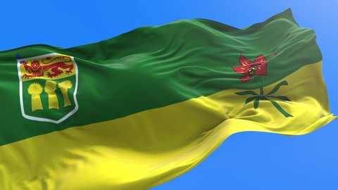 Saskatchewan flag - Canada - 3D realistic waving flag background