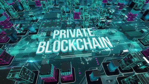 Private Blockchain with digital technology hitech concept