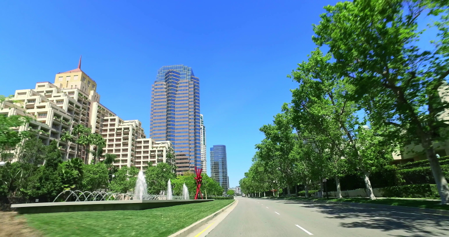 Century City skyline and business towers skyscrapers in Los Angeles, California, 4K