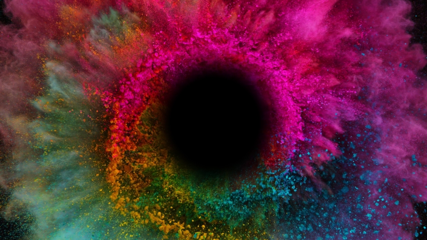 Super Slow Motion Shot of Color Powder Vortex Isolated on Black Background at 1000fps.