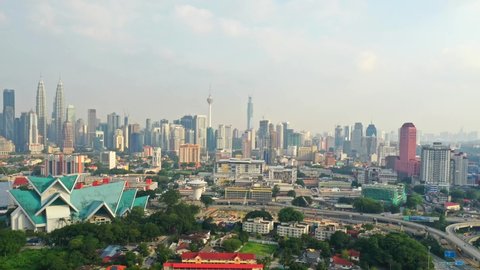 Aerial Cinematic Kuala Lumpur Malaysia 4K Timelapse Footage With Beautiful Summer Sky, KLCC KL Tower And Warisan Merdeka PNB 118 View