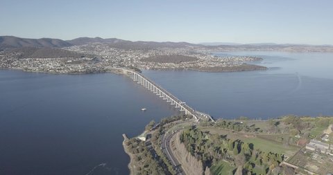 Aerial/Drone Footage of Hobart City from Upper Domain, Hobart, Tasmania, Australia