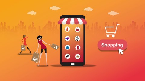 Motion graphic shopping online concept on Website or mobile Application.
Vector Concept Marketing and Digital marketing.
Ecommerce Development Services Is Must for an Updated Online Store.