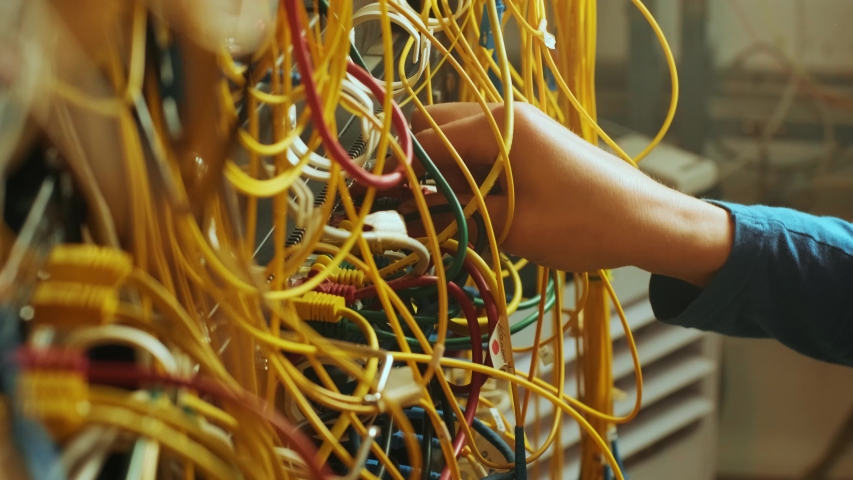Networking service. network engineer administrator checking server hardware equipment of data center Royalty-Free Stock Footage #1054147196