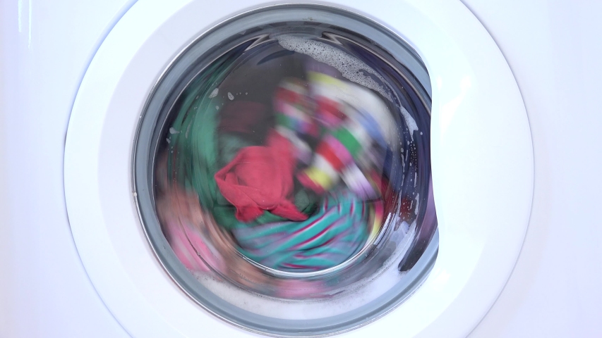 Laundry Machine Washing Disinfecting, Cleaning Clothes Royalty-Free Stock Footage #1054166945