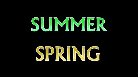 word summer replaces the word spring on a black background. 4k animation