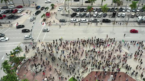 George Floyd protest Miami aerial 4k 