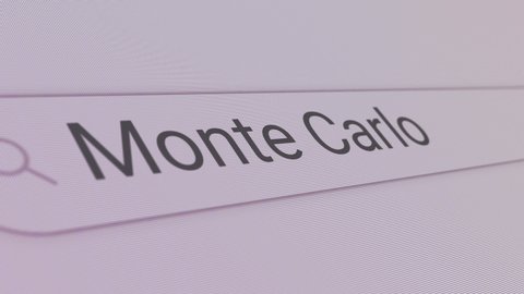 Monte Carlo Search Bar. Close Up. Place name in text Box. Layout Web Database Browser Engine Concept.