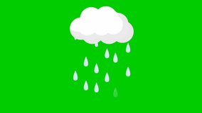 Animated drops of rain from cloud. Looped video. It's raining. Vector illustration isolated on green background. - Powered by Shutterstock - Get 15% off with code: PIKWIZARD15