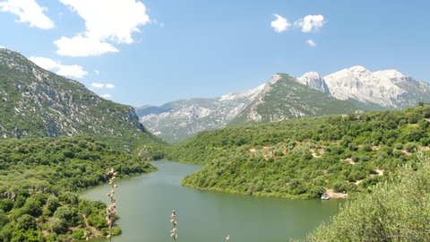 beautiful panorama of lake cedrino in the center of sardinia