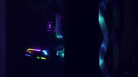 A gaming PC with RGB modding effect with MSI Nvidia Geforce graphic card, Corsair CPU and cooling fans in Bologna, Italy, 12 June 2020