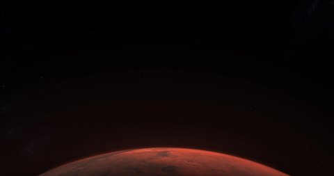 WIDE TILT DOWN EST Establishing shot of Mars in space, star sky in the background